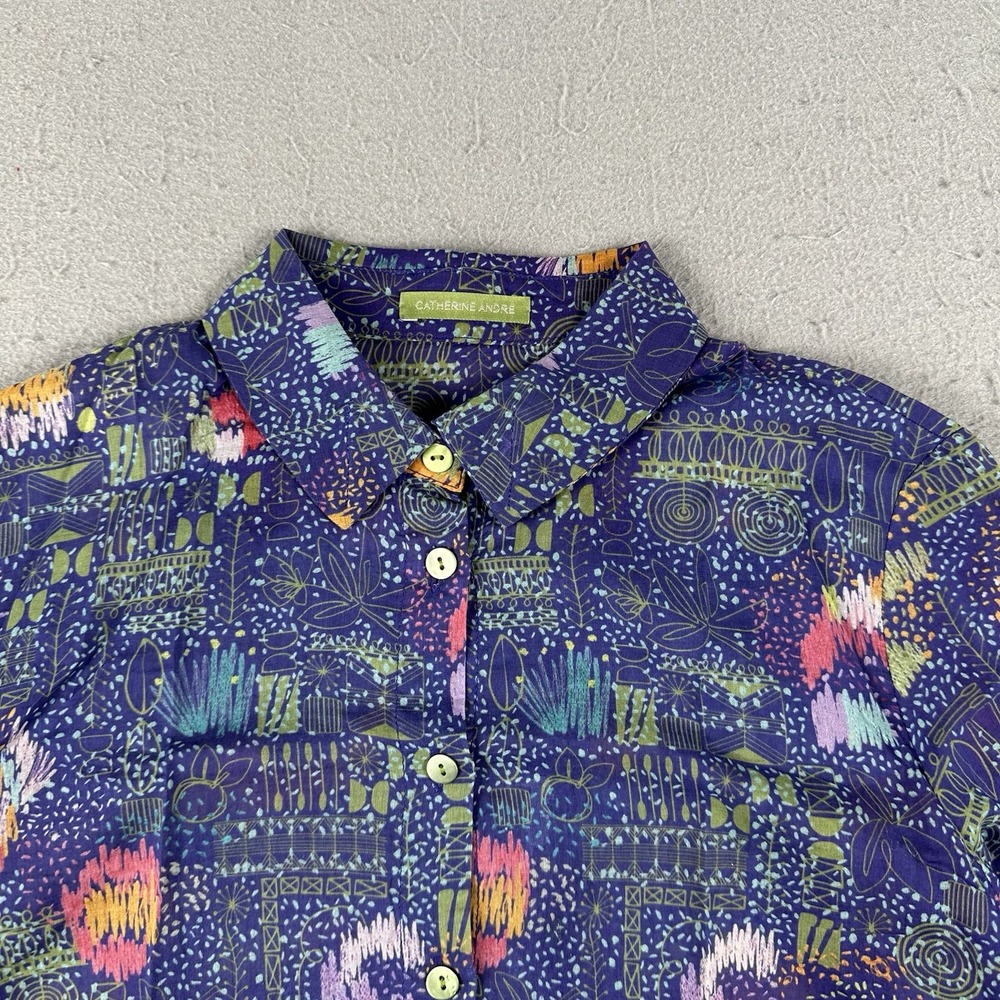 Catherine Andre Button Up Shirt 38 Purple‎ Art To Wear Lightweight Palette - Picture 2 of 16